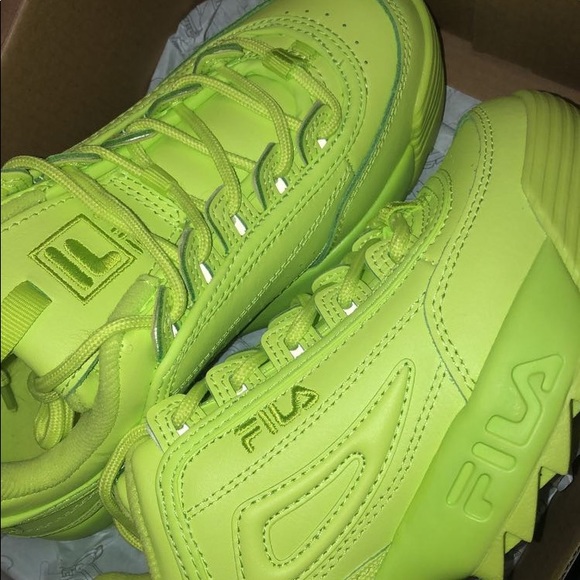 Fila Other - 💚NWOB Neon Fila Disruptors 5.5/22.5 cm